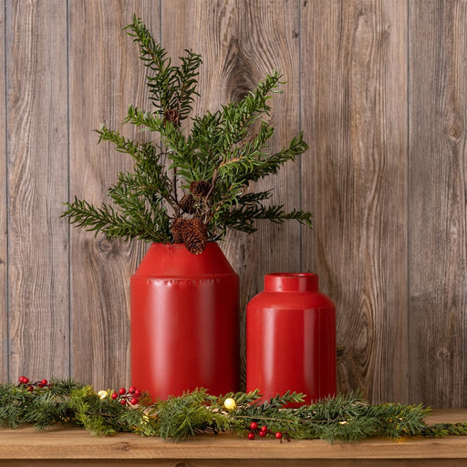 Melrose International Red Metal Vase, Set of 2