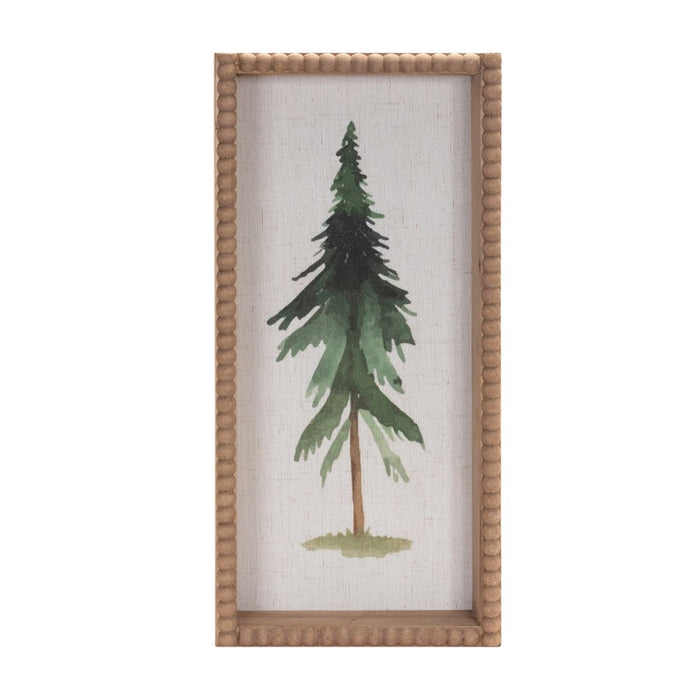 Melrose International Framed Pine Tree Plaque, Set of 2, Green/Beige