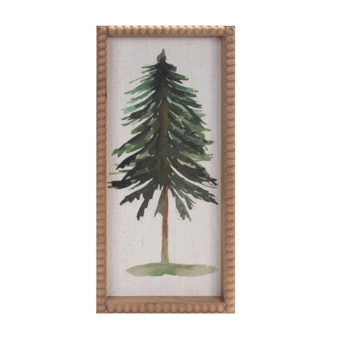 Melrose International Framed Pine Tree Plaque, Set of 2, Green/Beige