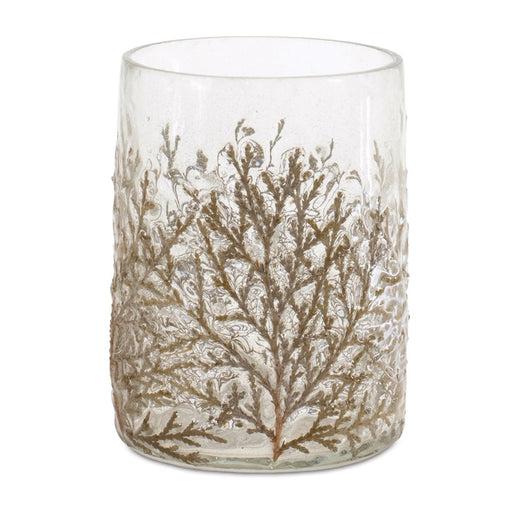 Melrose International Dried Cedar Glass Candle Holder, Set of 3, Brown - 90730DS