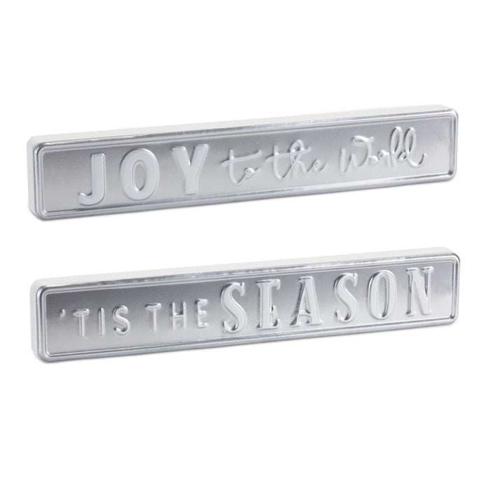 Melrose International Metal Holiday Sentiment Sign, Set of 2, Silver - 90731DS