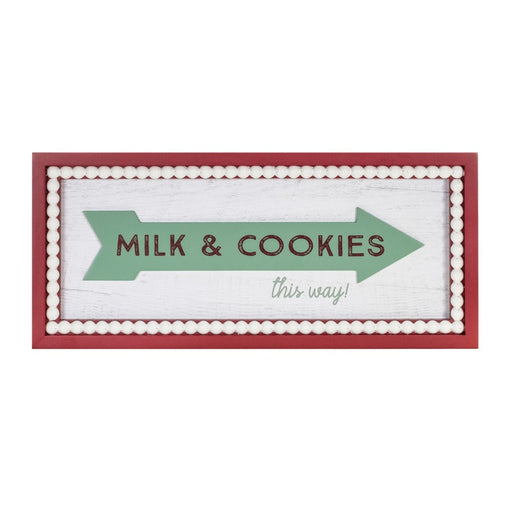 Melrose Framed Milk/Cookies Wall Sign 19.5"L, White/Red/Green - 90746DS