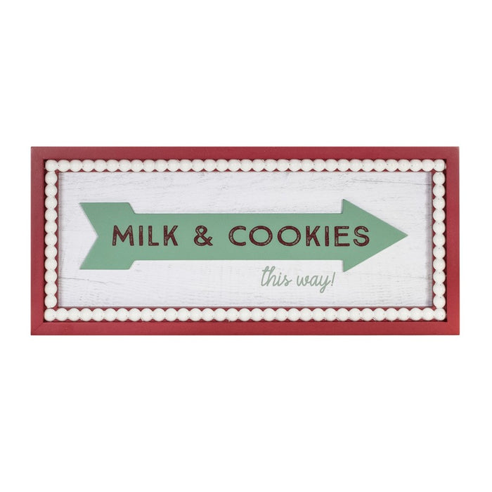 Melrose Framed Milk/Cookies Wall Sign 19.5"L, White/Red/Green - 90746DS