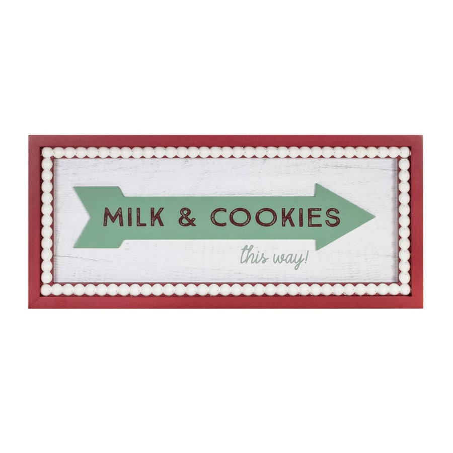 Melrose Framed Milk/Cookies Wall Sign 19.5"L, White/Red/Green - 90746DS