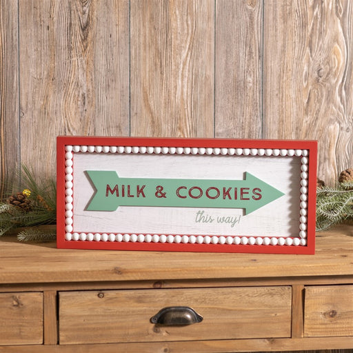 Melrose Framed Milk/Cookies Wall Sign 19.5"L, White/Red/Green