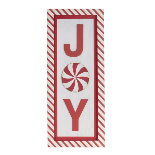 Melrose International Joy Peppermint Wall Sign 19.5"H, Red/White - 90749DS