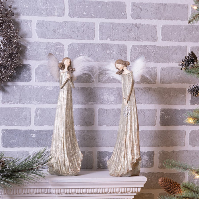 Melrose Glittered Angel/Feather Wings, Set of 2, Silver/Gold