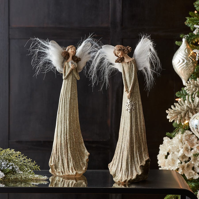 Melrose Glittered Angel/Feather Wings, Set of 2, Silver/Gold