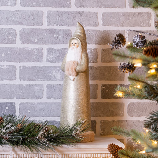 Melrose International Glittered Sage Santa Statue, Set of 2, Green