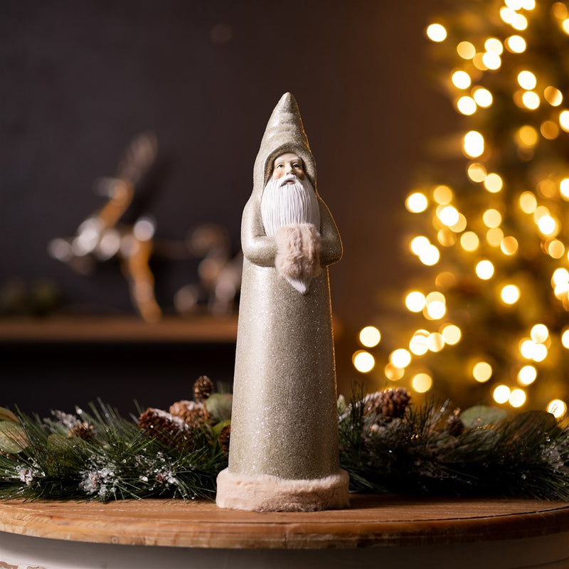 Melrose International Glittered Sage Santa Statue, Set of 2, Green