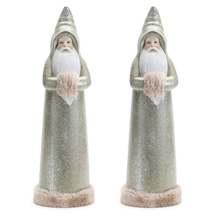 Melrose International Glittered Sage Santa Statue, Set of 2, Green
