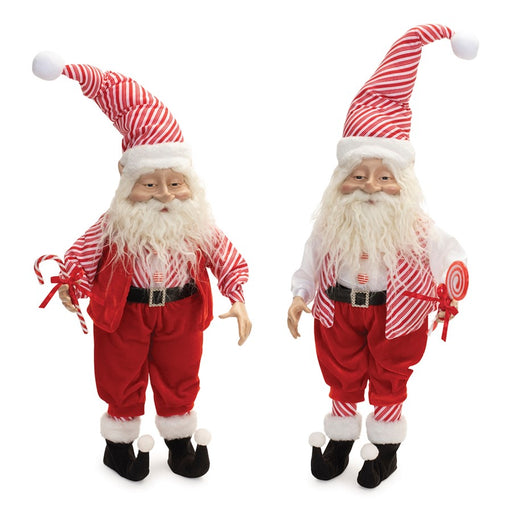 Melrose International Plush Peppermint Santa Elf, Set of 2, Red/White - 90766DS