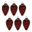 Melrose Burgandy Ribbed Glass Drop Oranment, Set of 6, Red