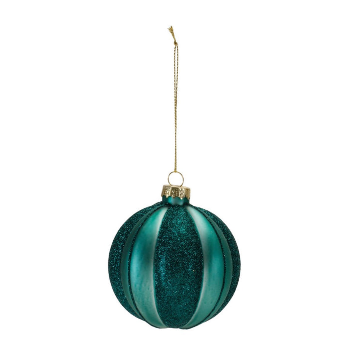 Melrose International Glittered Glass Ball Ornament, Set of 12, Green