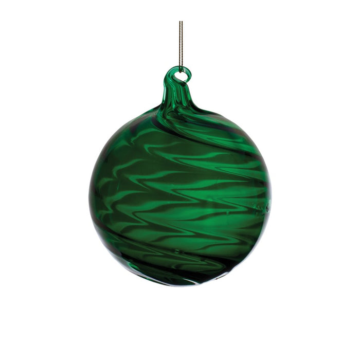 Melrose International Emerald Green Swirl Glass Ornament, Set of 6