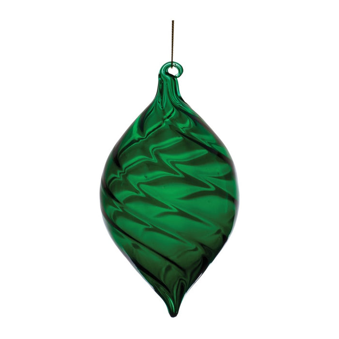 Melrose International Emerald Green Swirl Glass Ornament, Set of 6