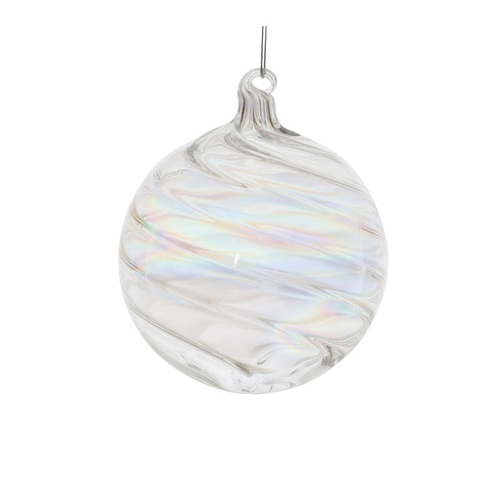 Melrose Int. Iridescent Swirl Glass Ornament, Set of 6, CleaRed