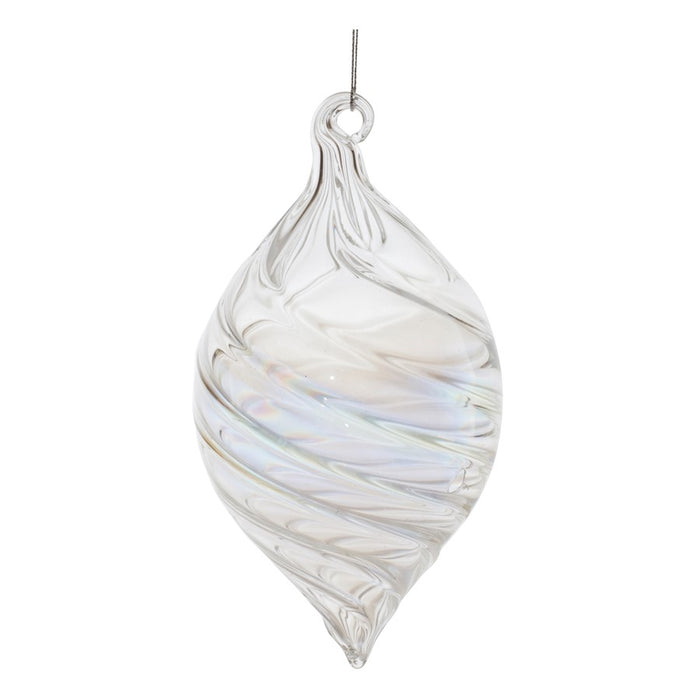 Melrose Int. Iridescent Swirl Glass Ornament, Set of 6, CleaRed
