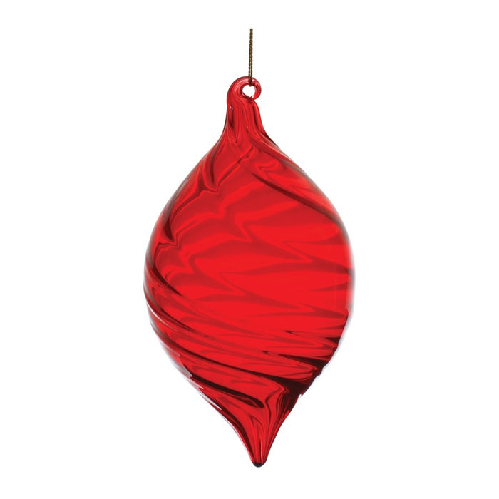 Melrose International Red Swirl Glass Ornament, Set of 6