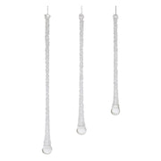 Melrose International Clear Beaded Glass Icicle Drop Ornament, Set of - 90828DS