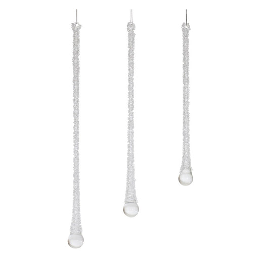 Melrose International Clear Beaded Glass Icicle Drop Ornament, Set of - 90828DS