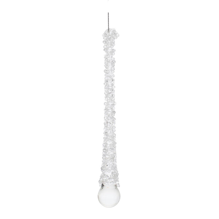 Melrose Clear Beaded Glass Icicle Drop Ornament, Set of 12, CleaRed