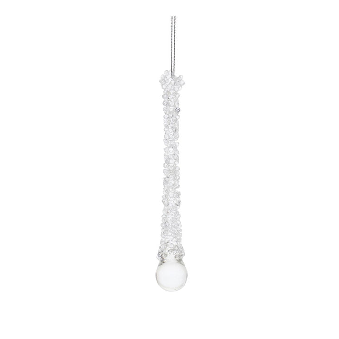 Melrose Clear Beaded Glass Icicle Drop Ornament, Set of 12, CleaRed