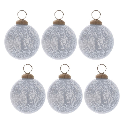 Melrose Slate Blue Soda Lime Glass Ball Ornament, Set of 6