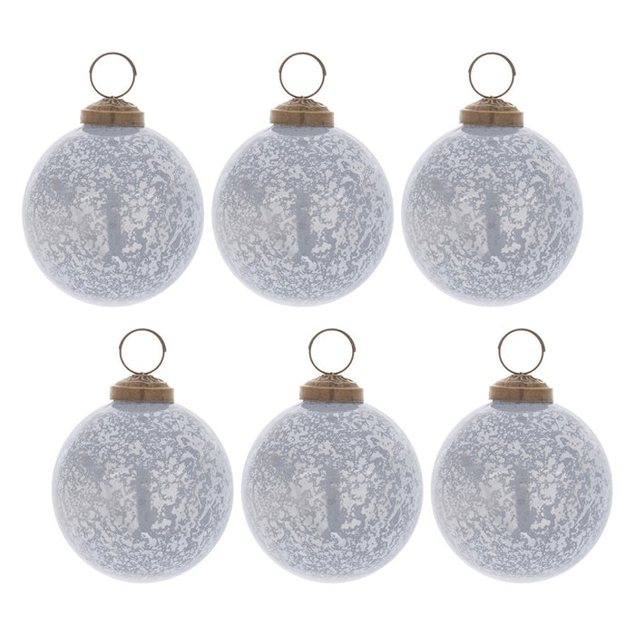 Melrose Slate Blue Soda Lime Glass Ball Ornament, Set of 6