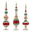 Melrose Multicolor Striped Glass Finial, Set of 3, Red/Gold/Blue - 90847DS