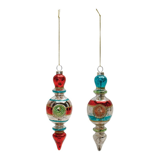Melrose Multicolor Mercury Glass Reflector Drop Ornament, Set of 12