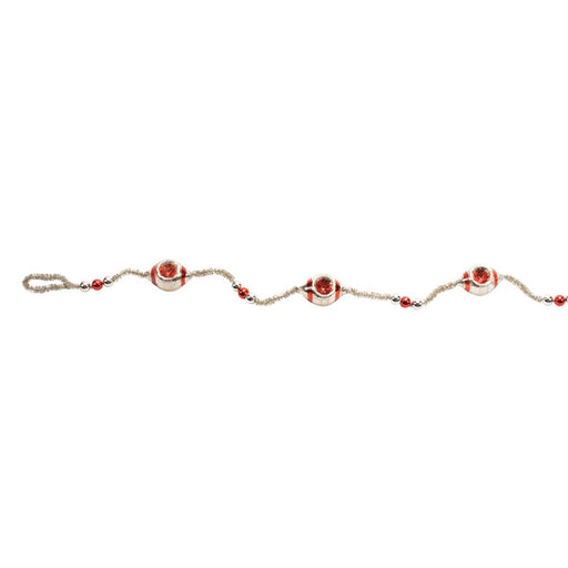 Melrose Glass Reflector Ornament String Garland 6.5"L, Red/Silver - 90852DS
