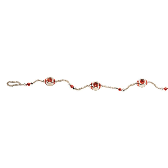 Melrose Glass Reflector Ornament String Garland 6.5"L, Red/Silver - 90852DS