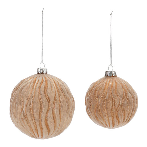 Melrose Int. Frosted Wavy Glass Ball Ornament, Set of 12, Gold