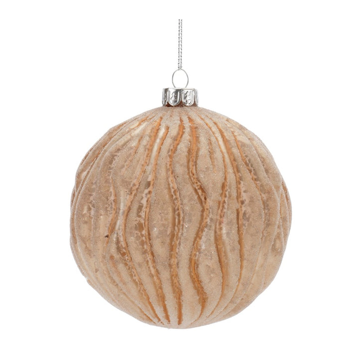 Melrose Int. Frosted Wavy Glass Ball Ornament, Set of 12, Gold