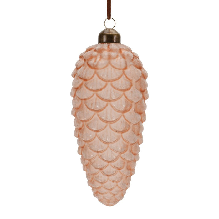 Melrose Frosted Glass Pinecone Drop Ornament, Set of 6, Pink