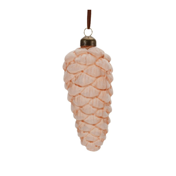 Melrose Frosted Glass Pinecone Drop Ornament, Set of 6, Pink