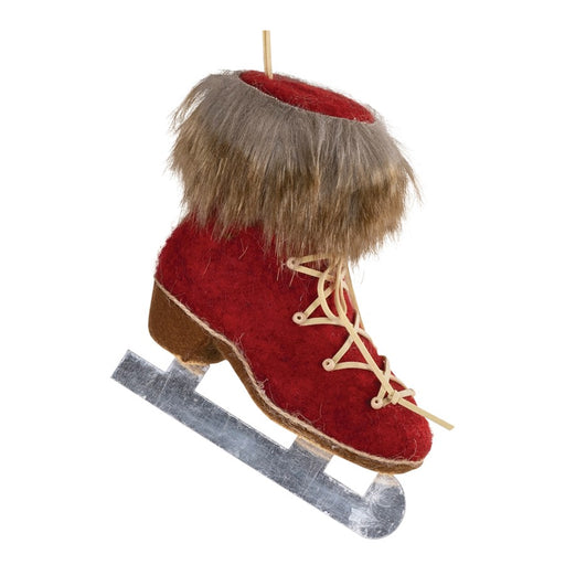 Melrose International Felt Wool Ice Skate Ornament, Set of 12, Red - 90872DS