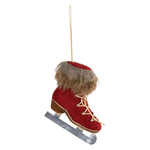 Melrose International Felt Wool Ice Skate Ornament, Set of 12, Red
