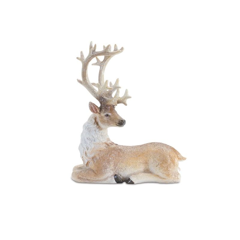 Melrose Glittered Holiday Deer Figurine, Set of 3, Beige/White