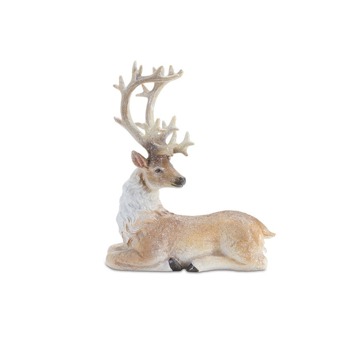 Melrose Glittered Holiday Deer Figurine, Set of 3, Beige/White