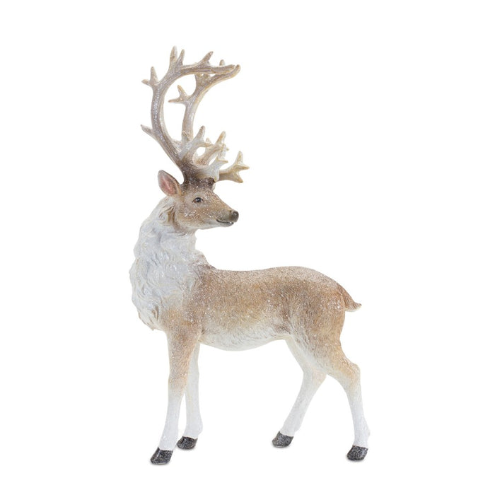 Melrose Glittered Holiday Deer Figurine, Set of 3, Beige/White