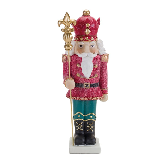 Melrose International Glittered Nutcracker Figurine, Set of 2, Red/Gol - 90891DS