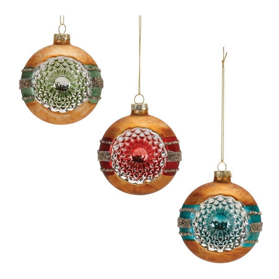 Melrose Glass Reflector Ball Ornament, Set of 12, Red/Green - 90895DS