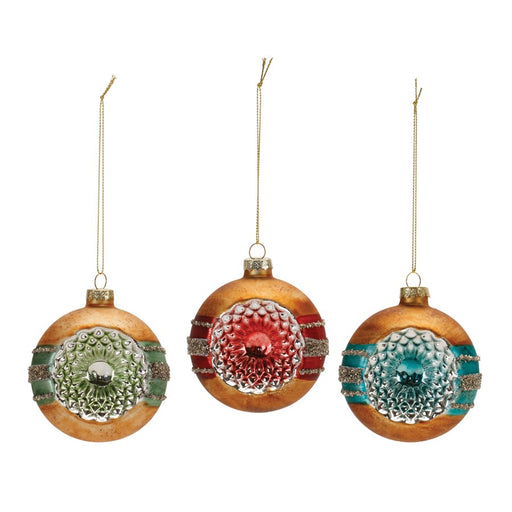Melrose Glass Reflector Ball Ornament, Set of 12, Red/Green