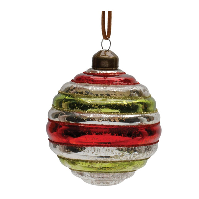 Melrose Int. Mercury Glass Ball Ornament, Set of 12, Red/Green