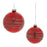 Melrose Glittered Glass Ball Ornament, Set of 6, Red/Silver - 90898DS