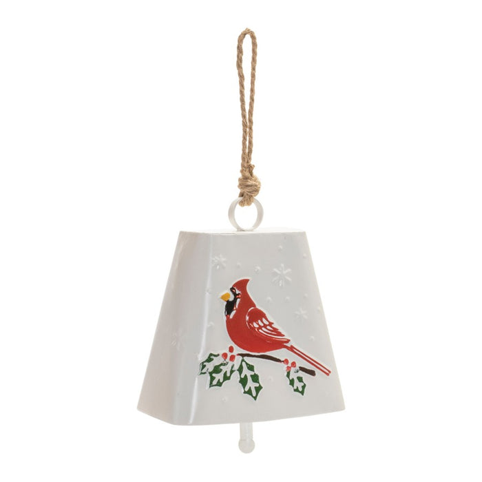 Melrose Metal Cardinal Bird Bell Ornament, Set of 2, Red/White - 90899DS