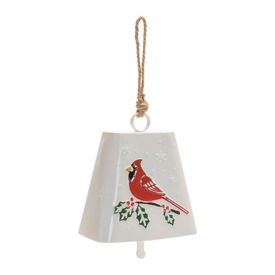Melrose Metal Cardinal Bird Bell Ornament, Set of 2, Red/White - 90899DS