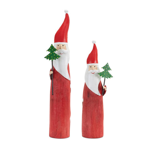 Melrose Wood Santa Figure/Metal Accents, Set of 2, Red/White - 90903DS